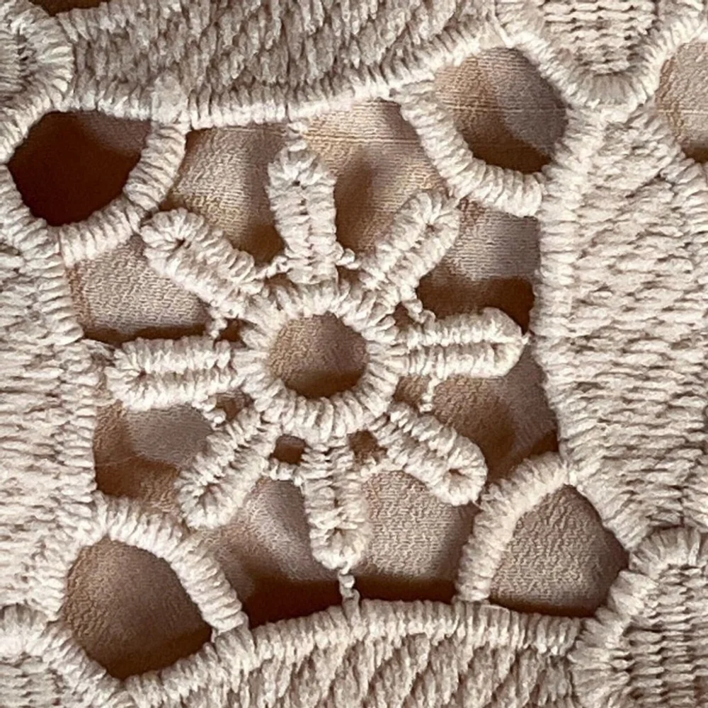 Sandro Paris Manureva Dress Women's Small Pink Floral Laser Cut Crochet Side Zip - Picture 10 of 16